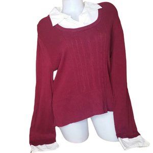 Apt 9 Maroon & White Dress Shirt/Sweater Size Large